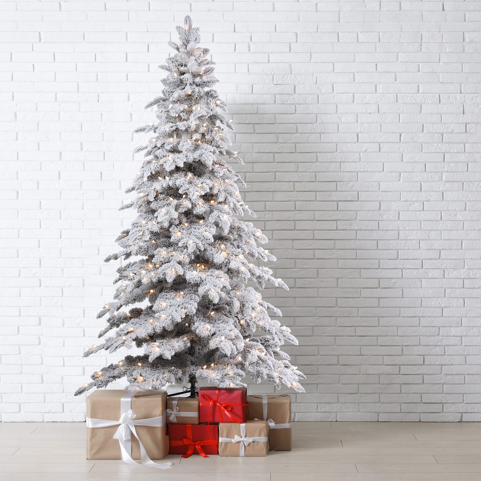 7ft. Pre-Lit Holland Snow Fir Artificial Christmas Tree, Soft White T5 LED Lights